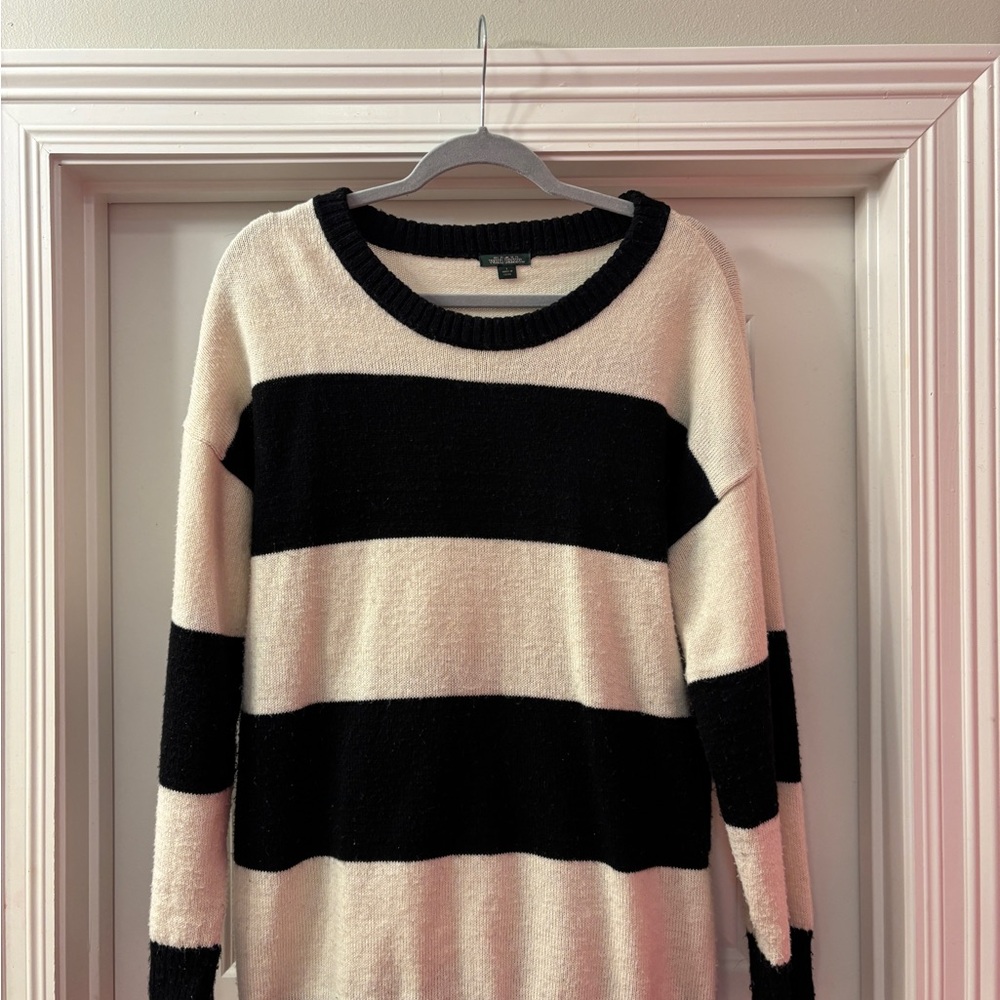 WILD FABLE Striped Black and Cream Sweater